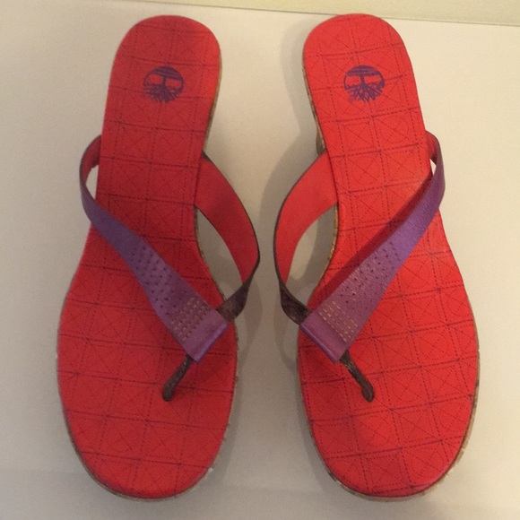 Great Timberland Red/Pur/Bn Leather Sandals - Picture 1 of 6
